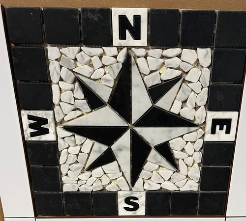 Kompass rose marmor mosaik - marmor,